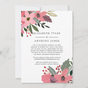Convite de casamento floral de Natal Pink & Gold r