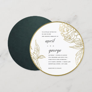  CONVITE DE CASAMENTO FLORAL DE OURO CLEGANTE