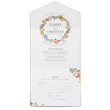 Convite De Casamento Floral De Outono Com Cartão R