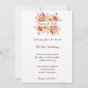 Convite de Casamento Floral de Outono - Convite de