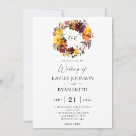 Convite de Casamento Floral de Outono Dourado Lara