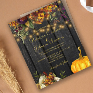 convite de casamento floral de outono em madeira d
