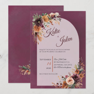 Convite de Casamento Floral de Outono Mal-humorado
