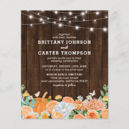Convite de Casamento Floral de Outono Rústico Econ