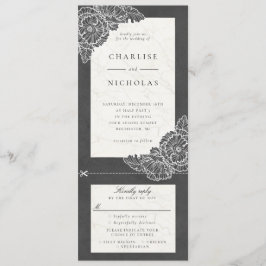 Convite de casamento floral de papoulas brancas e 