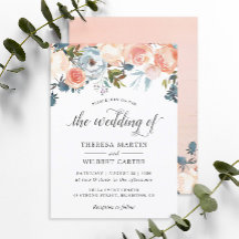 Convite de Casamento Floral de Pêssego de Outono