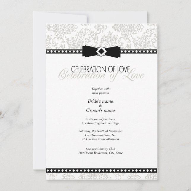 Convite De Casamento Floral De Prata (Frente)