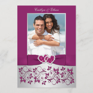 Convite de casamento floral de prata roxo da FOTO