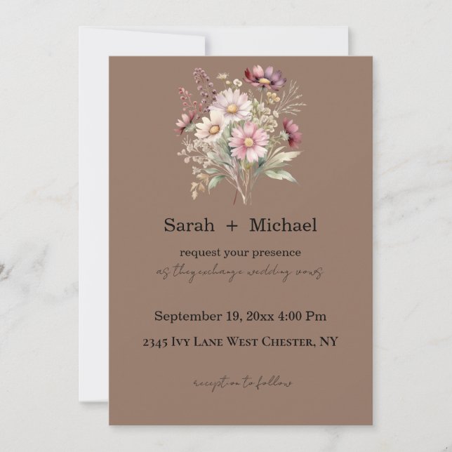 Convite de Casamento Floral de Primavera (Frente)