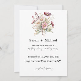 Convite de Casamento Floral de Primavera