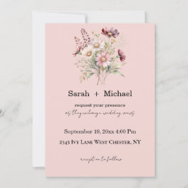 Convite de Casamento Floral de Primavera
