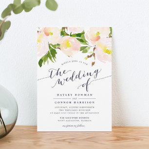 Convite De Casamento Floral De primavera Blush Wat