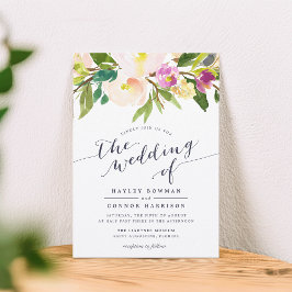 Convite De Casamento Floral De primavera Blush Wat