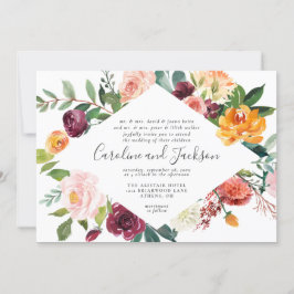 Convite De Casamento Floral De Queda Elegante
