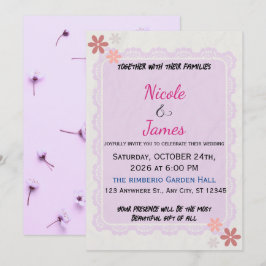 Convite de Casamento Floral de Renda Lavanda Delic