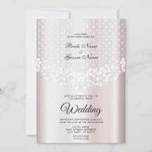 Convite De Casamento Floral De rendas Brancas Eleg