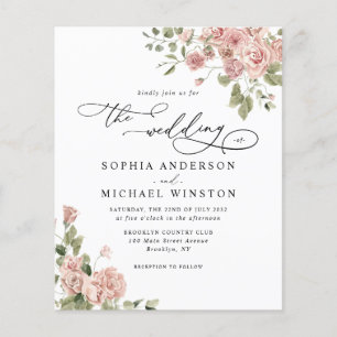 Convite De Casamento Floral De Rosa Rosa Rosa Rosa