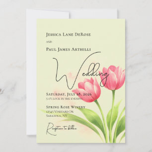 Convite de Casamento Floral de Tulipa Aquarela