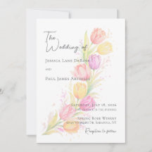 Convite de Casamento Floral de Tulipa Aquarela