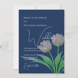 Convite de Casamento Floral de Tulipa Aquarela