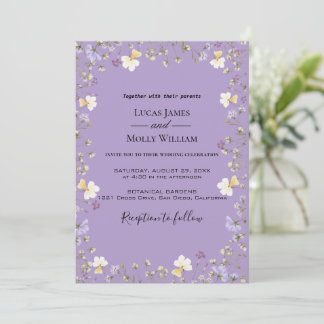 Convite de Casamento Floral de Verão com Flor Silv