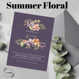 Convite de Casamento Floral de Verão Elegante com