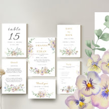 Convite de Casamento Floral de Violeta & Eucalipto