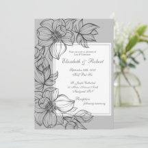 Convite de Casamento Floral Desenhado à Mão em Cin