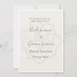 Convite de Casamento Floral Desenhado Minimalista