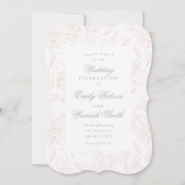 Convite De Casamento Floral Desenhado Pink Elegant