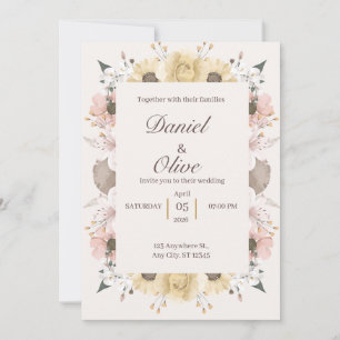 Convite de Casamento Floral Design Elegante