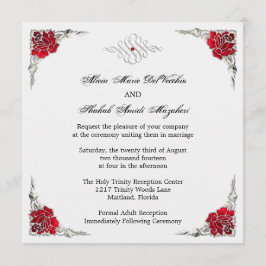 Convite de casamento floral do acento de prata