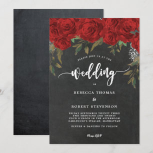 convite de casamento floral do boho vermelho moder