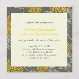 Convite de casamento floral do vintage amarelo e