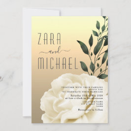Convite de Casamento Floral Dourado Elegante