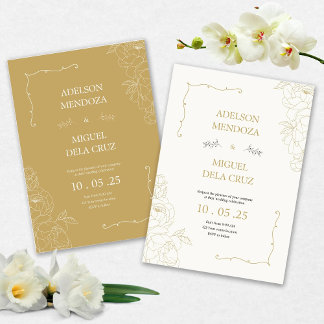 Convite de casamento floral e minimalista elegante