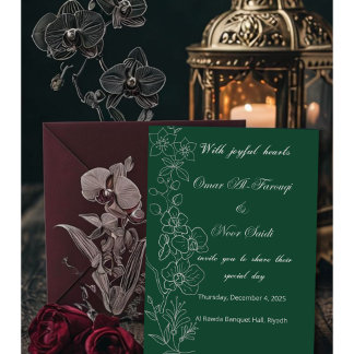 Convite de Casamento Floral e Verde Elegante
