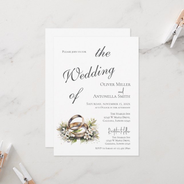 Convite De Casamento Floral Elegante (Frente/Verso In Situ)