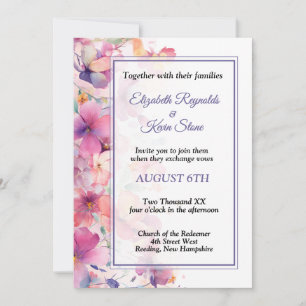 Convite de casamento floral elegante