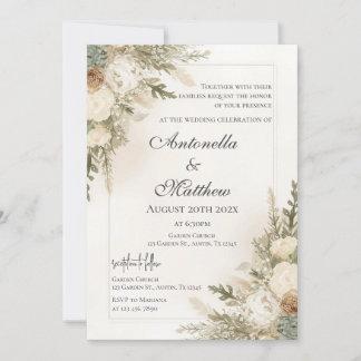 Convite de Casamento Floral Elegante