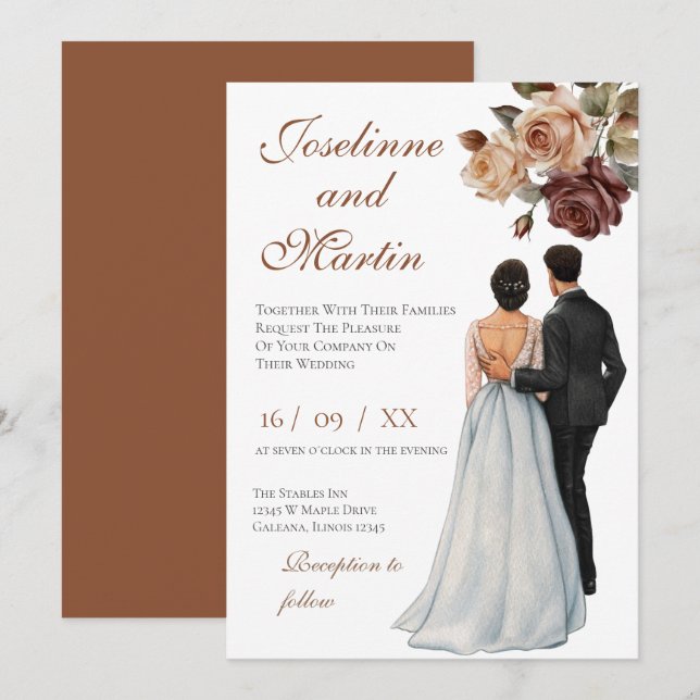 Convite de Casamento Floral Elegante (Frente/Verso)