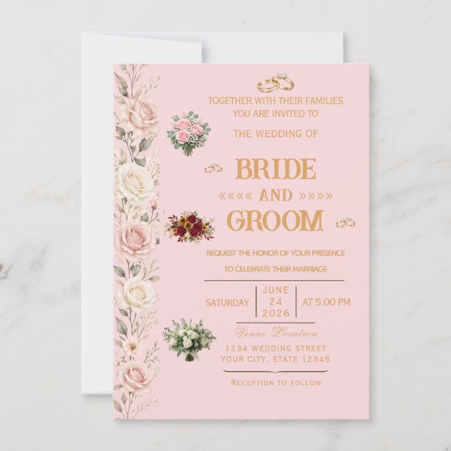 Convite de Casamento Floral Elegante (Frente)