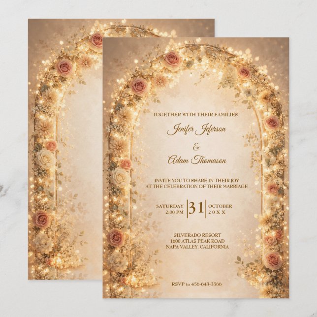 Convite de Casamento Floral Elegante (Frente/Verso)