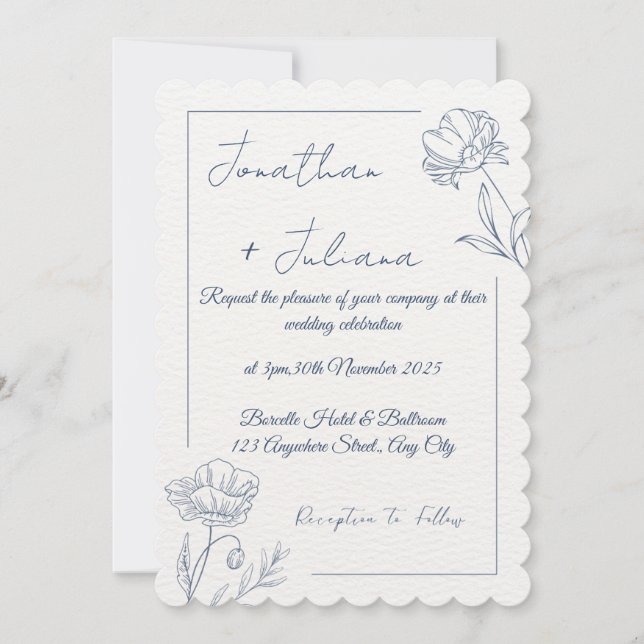 Convite de Casamento Floral Elegante (Frente)