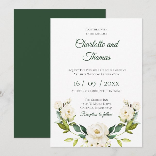 Convite De Casamento Floral Elegante (Frente/Verso)