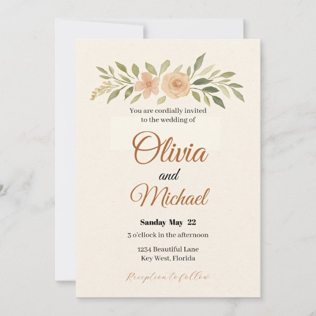 Convite de Casamento Floral Elegante (Frente)