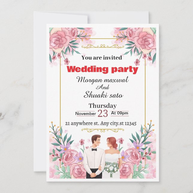 Convite De Casamento Floral Elegante (Frente)