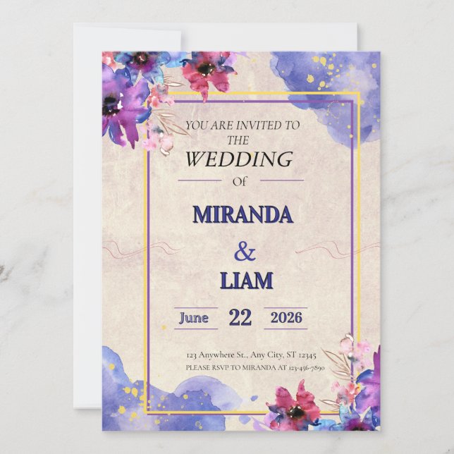 Convite de Casamento Floral Elegante (Frente)