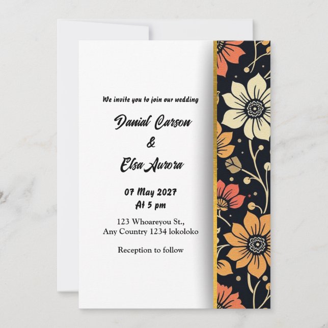 Convite de Casamento Floral Elegante (Frente)