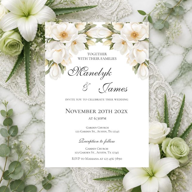 Convite de Casamento Floral Elegante (Criador carregado)